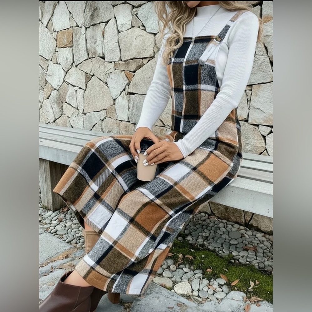 Chic Plaid Cropped Pant Overalls